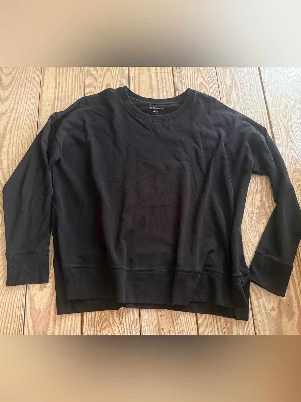 Eileen Fisher Black Crewneck Sweatshirt Size Medium